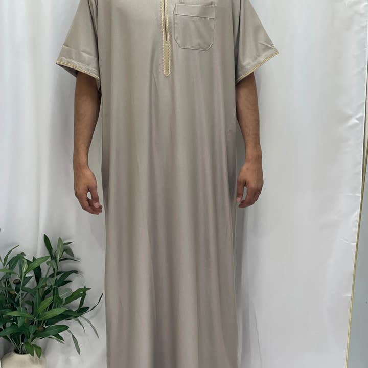 Palestinian Elegance - Wholesale - Timeless Elegance: Men's Durable Kaftan Thobe with Gold Details28