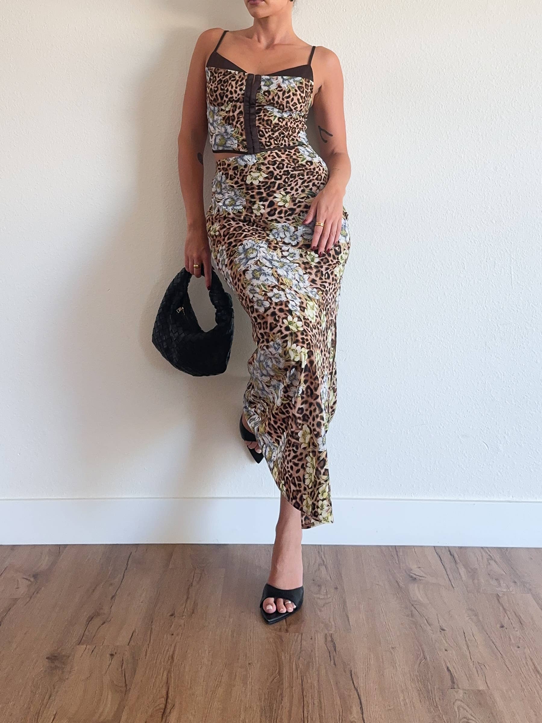 ACOA COLLECTION - Wholesale Top & Skirt Set - Women's - LEOPARD CORSET TOP AND MAXI SKIRT SET4