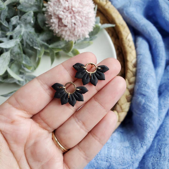 Flower Studs in Black for wholesale by Cayenne and Cake