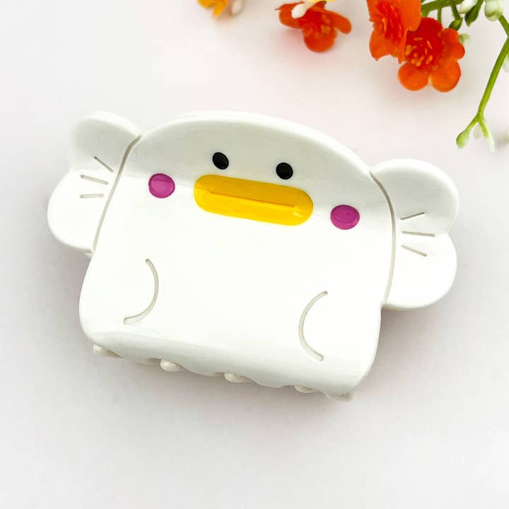 Söt vit stor-mun monsterfisk acetat hårklämma för wholesale av mildstyles