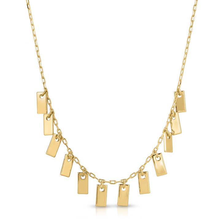 Collier avec étiquette frange pour la vente par Glamrocks Jewelry