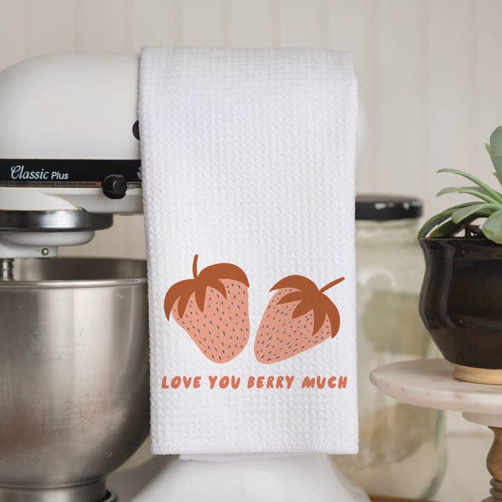 Love You Berry Much Waffle Küchentuch, Badetuch für den Großhandel von Amber Marie Design