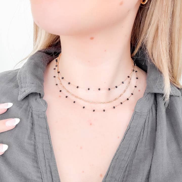 Multi Layered Beaded Chain Necklace for wholesale by Pretty Simple