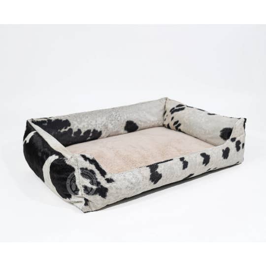 Sunshine Cowhides - Wholesale Pet Bed - Dog - Tricolor Cowhide Pet Bed, 46x34x10.5"