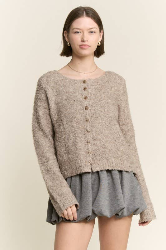 JADE BY JANE - Venta al por mayor Cárdigan - Mujer - CÁRDIGAN DE PUNTO LISO TALLA GRANDE CON BOTONES Y CUELLO REDONDO19