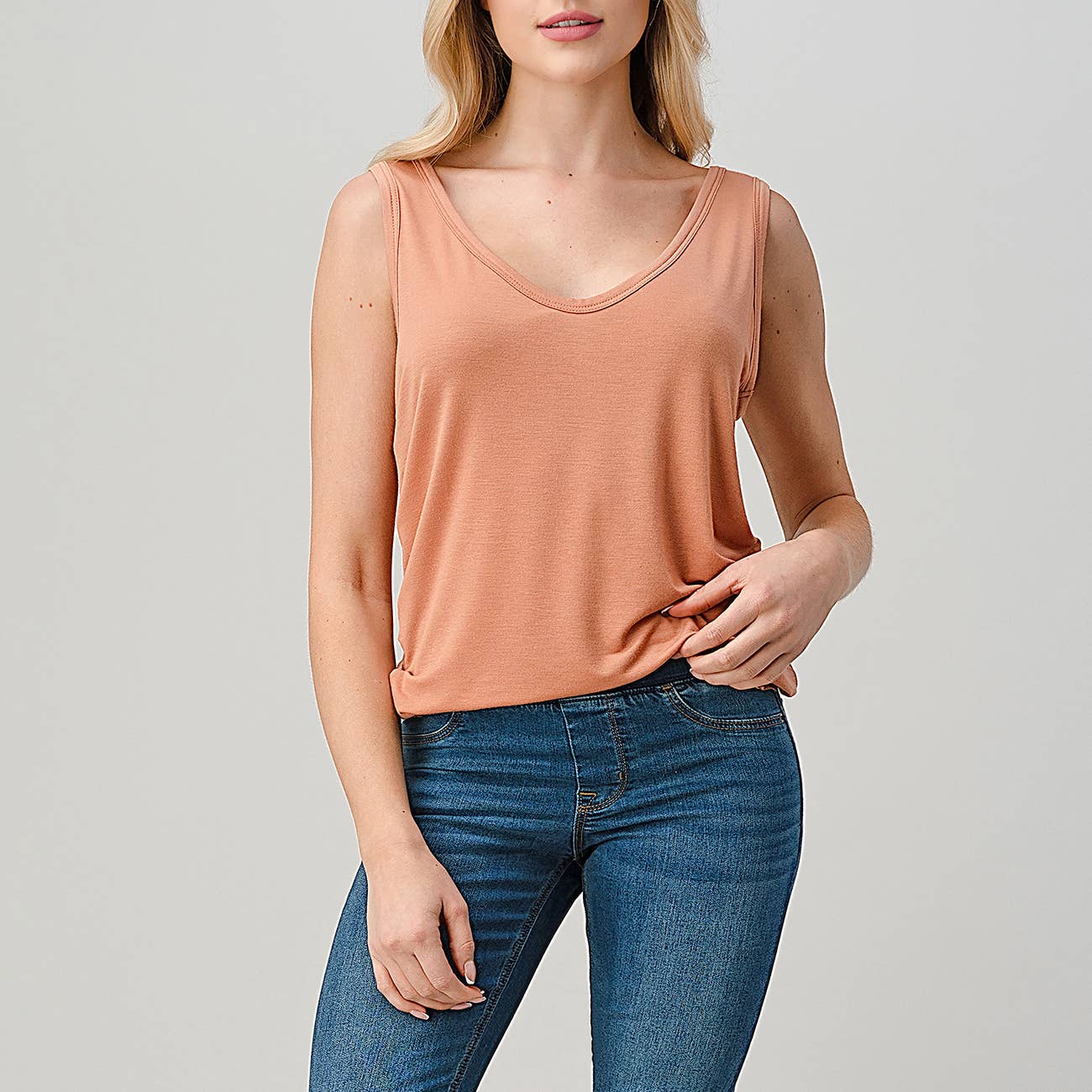 Heimious - Wholesale Tank Top - Women's - Soft V-neck Micro Modal Jersey Tank Top, 25208