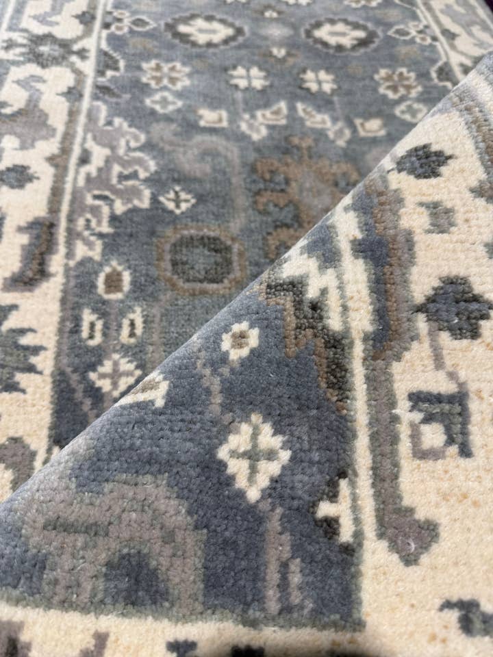 Young Becky 2.6x12 Grey Hand-Knotted Oushak Runner for wholesale by Banana Manor Rug Co.