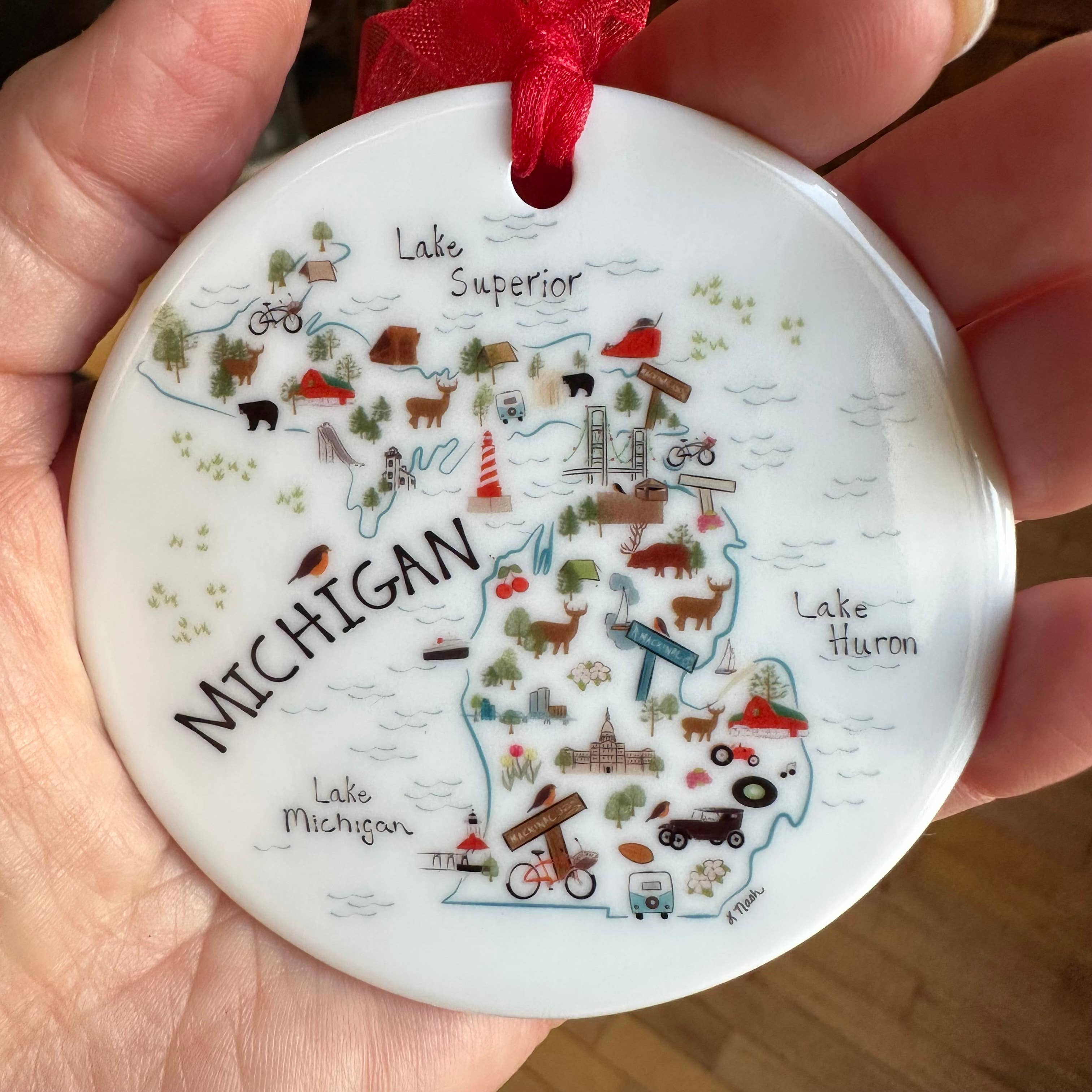 Red Cabin Studio - Wholesale Ornament - Michigan Ornament - Michigan Icons Ornament0