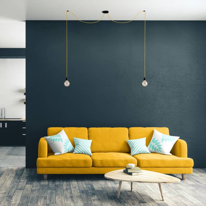 Hoopzi - Wholesale Chandelier/Hanging Light - Ceiling Pendant 2 Wires 2.50 m French Linen-Mustard Linen1