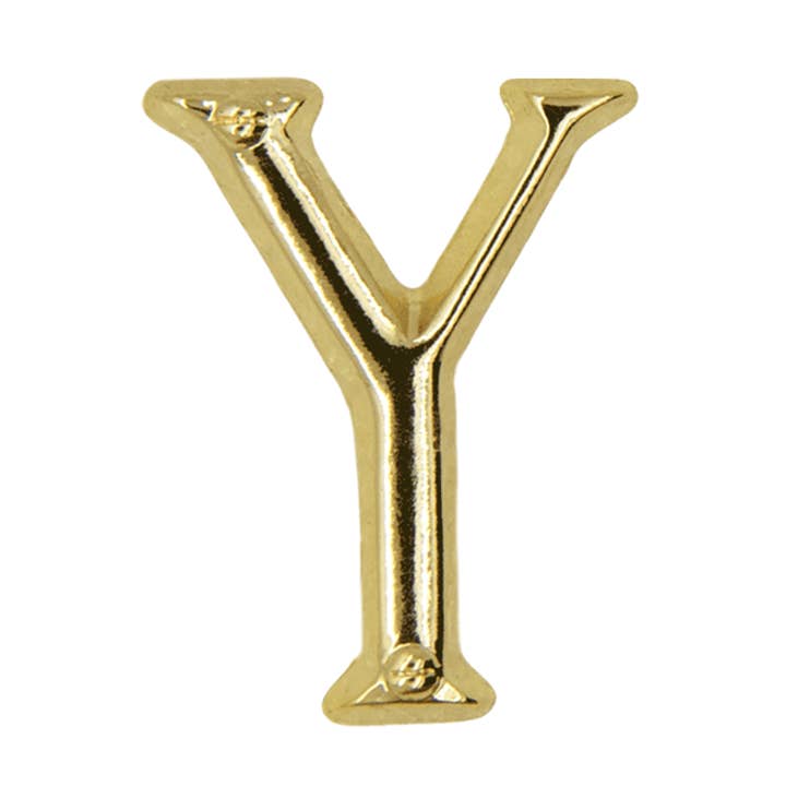 letter y pin gold for wholesale by Godert Amsterdam