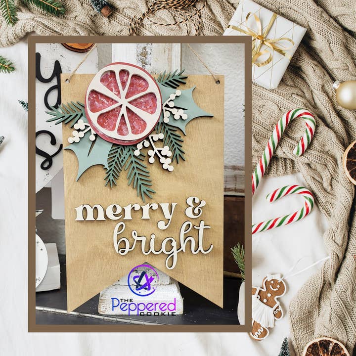 The Peppered Cookie - Wholesale DIY Craft Kit - Home Decor - Hygge Merry and Bright Sign UNFINISHED