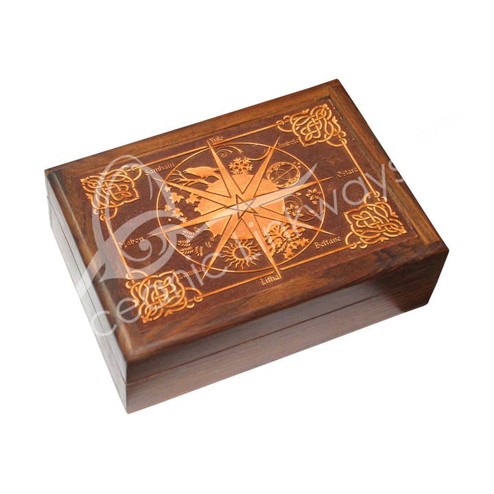 Oceanic Linkways Inc - Wholesale Spiritual Stone/Crystal - (PC)BOX - ACACIA WOOD LASER ENGRAVED PAGAN CALENDAR 5 X 7"0
