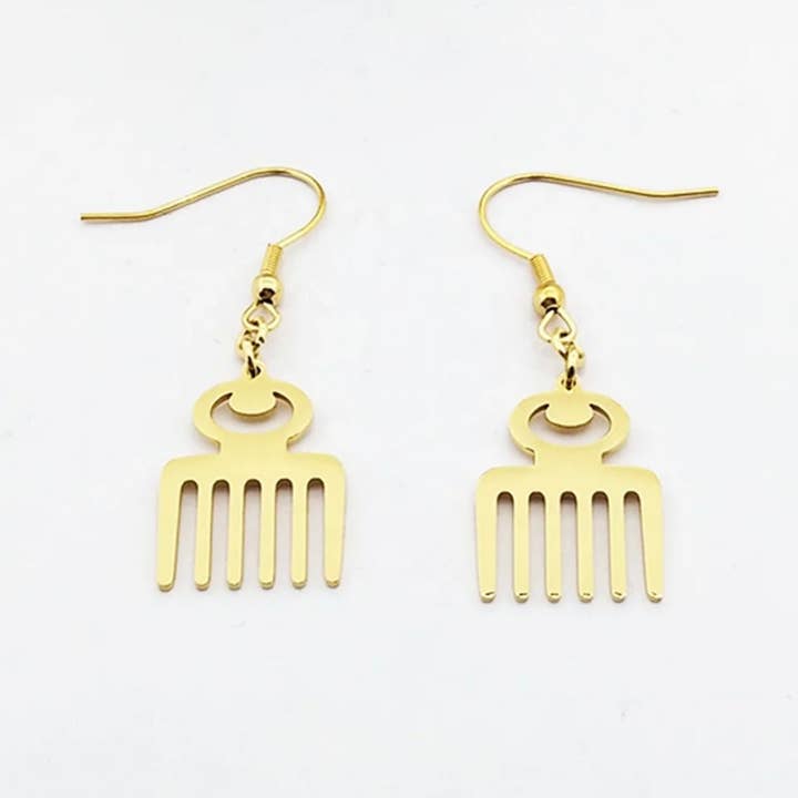Orecchini Dainty Afro Comb per la vendita all'ingrosso da parte di True Melanin LLC