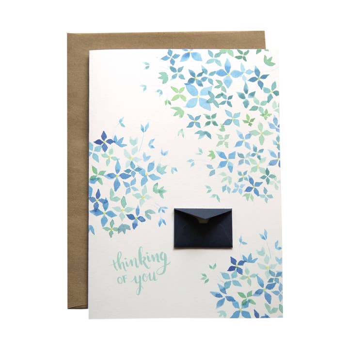 Watercolor Hydrangeas Tiny Envelopes Card for wholesale by Lemon Drop Papers, Inc.