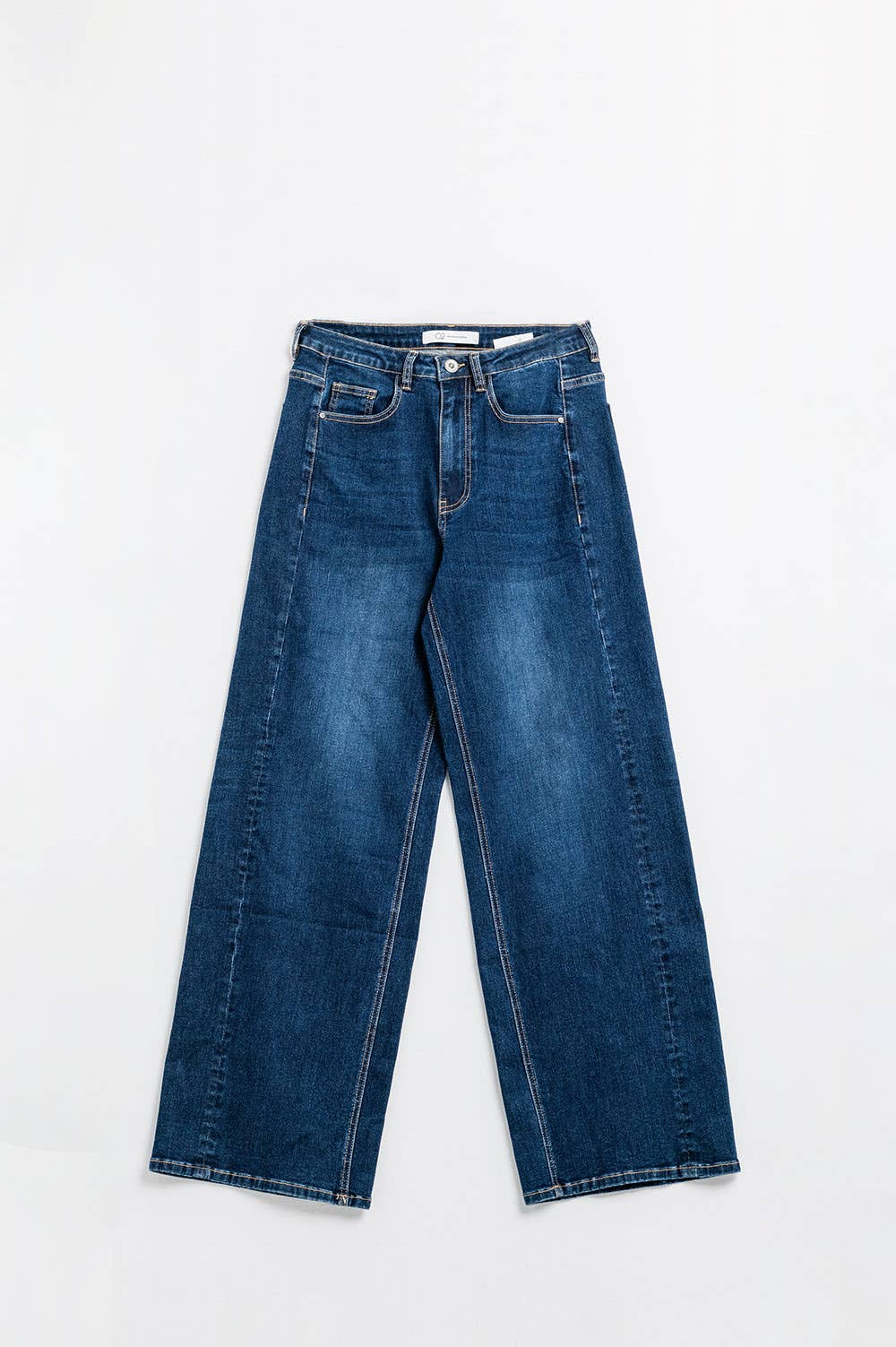 Blue dark wash Wide Leg Stretch Denim Jeans for wholesale on Faire8