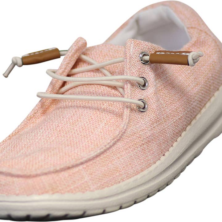 Norty Girls 11-4 Pink Laceup Canvas Boat Shoes Prepack for wholesale by The Norty Brand