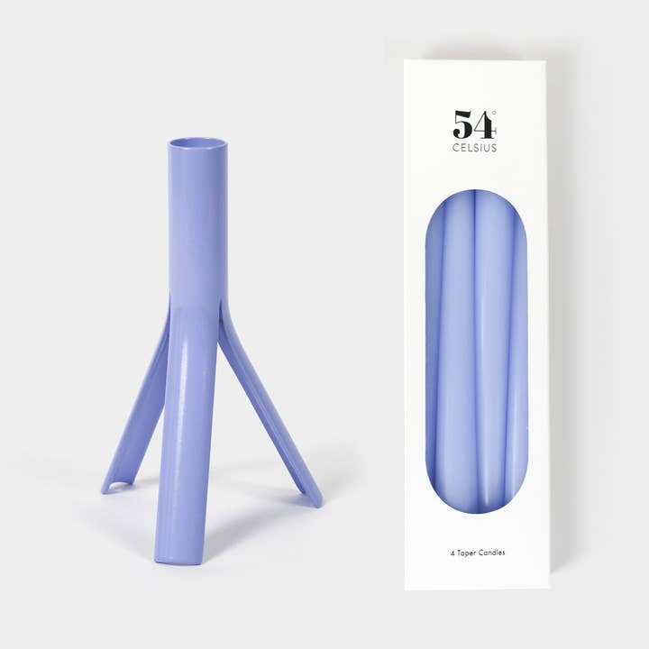 Stalen Raket Kandelaar + Dinerkaarsen (4 stuks) – Lavendel voor wholesale door 54 Celsius