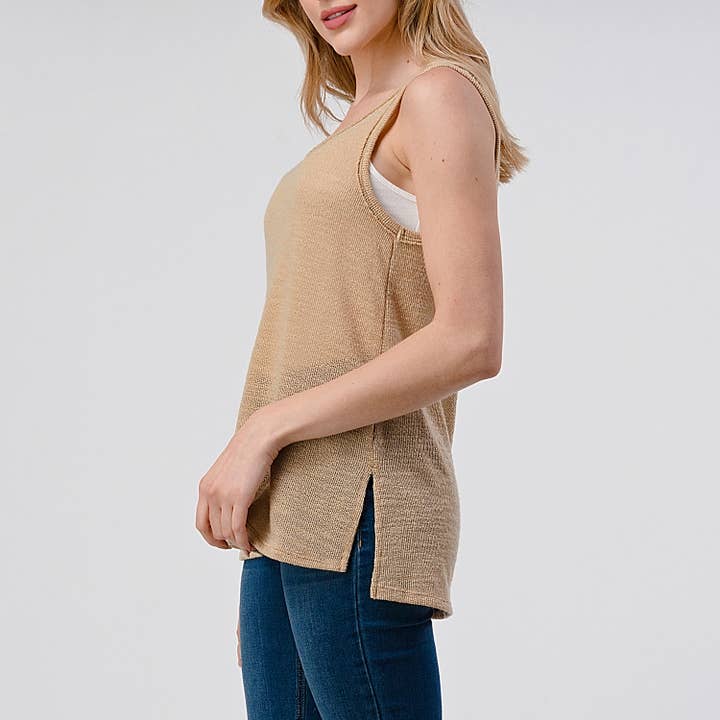 Heimious - Vendita all'ingrosso Canotta - Donna - Canotta Slub Texture con spacchi laterali, T46726