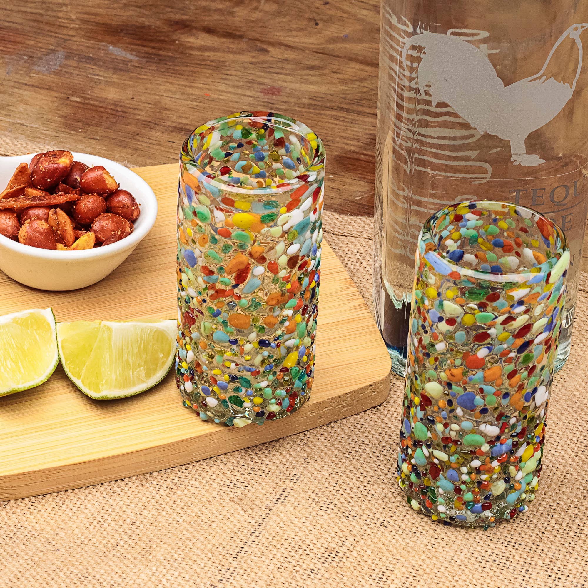 MEXTEQUIL - Wholesale Shot Glass - MEXTEQUIL Hand Blown Shot Glasses Set of 4 2 Oz -Confetti11