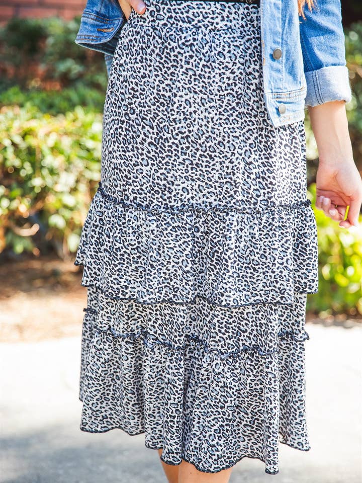 Tickled Teal - Wholesale Skirt - Women's - Ruffle Tiered Midi Raven Skirt9