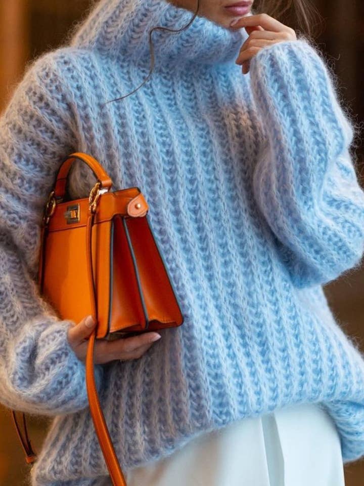 safistyle - Wholesale Knit Sweater - Women's - Loose Knit Oversized Turtleneck Sweater6