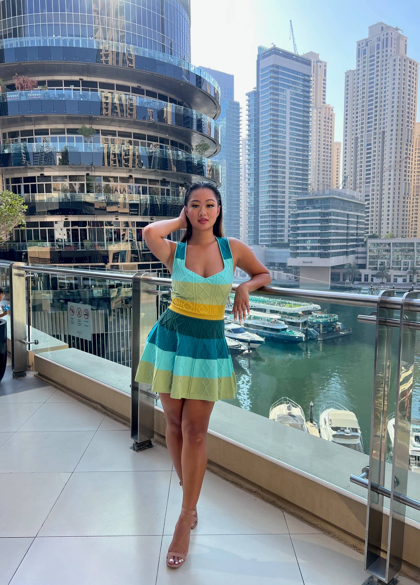 ELJ Ave - Wholesale Dress - Women's - Blue Waterfall Knit Sweater Dress