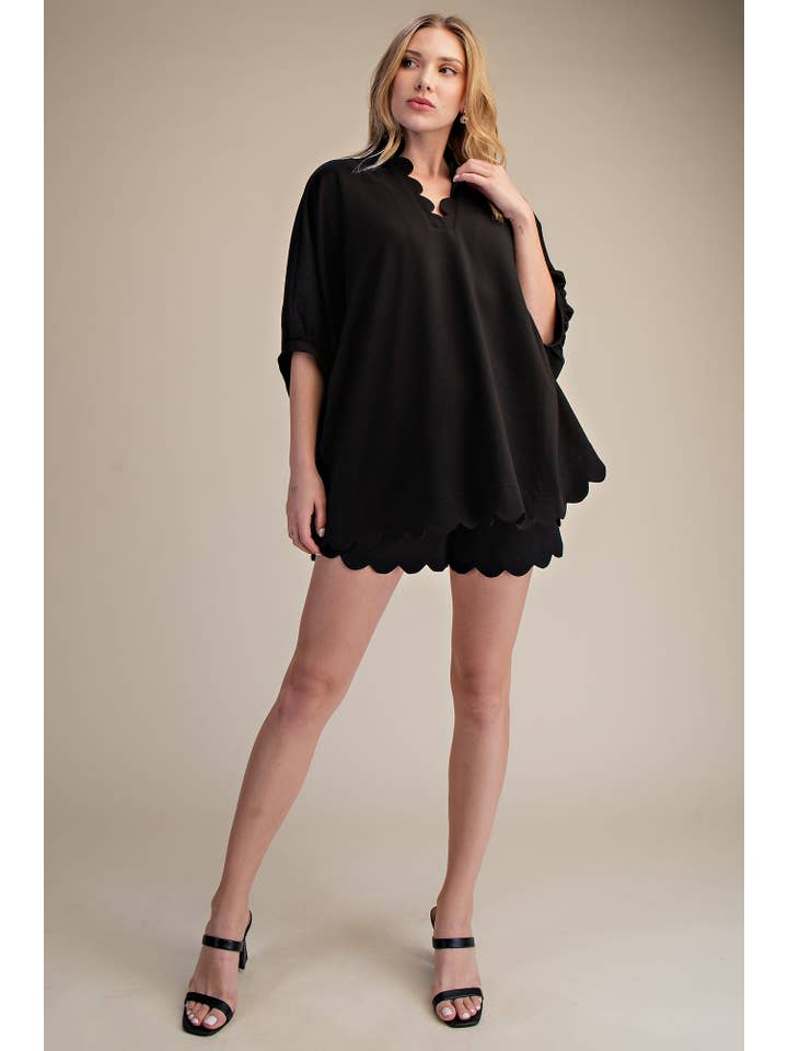 Glam - Wholesale Blouse - Women's - Scallop Neck Line Oversized Top11