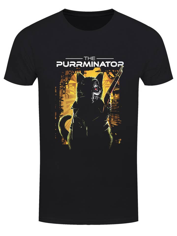 Horror Cats The Purrminator zwart T-shirt voor heren voor wholesale door Grindstore