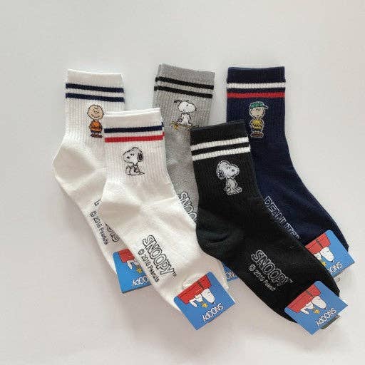 K-Wonderland – Großhandel Socken - Unisex – Peanuts Snoopy & Charlie Brown tägliche Sportknöchelsocken0