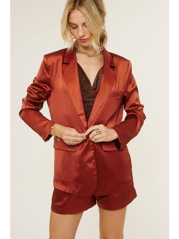 Mimosa - Wholesale Top & Short Set (NOT Loungewear) - Women's - Satin Blazer and Shorts Matching Set10