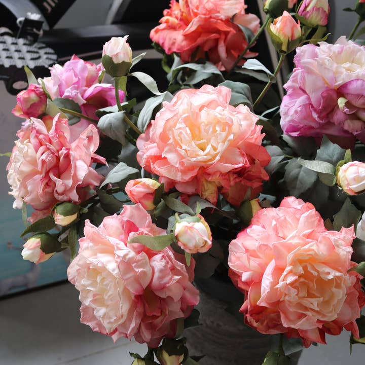 Valentine Luxury Faux Peony Silk Flower Home Decor Bouquet for wholesale by Liffy