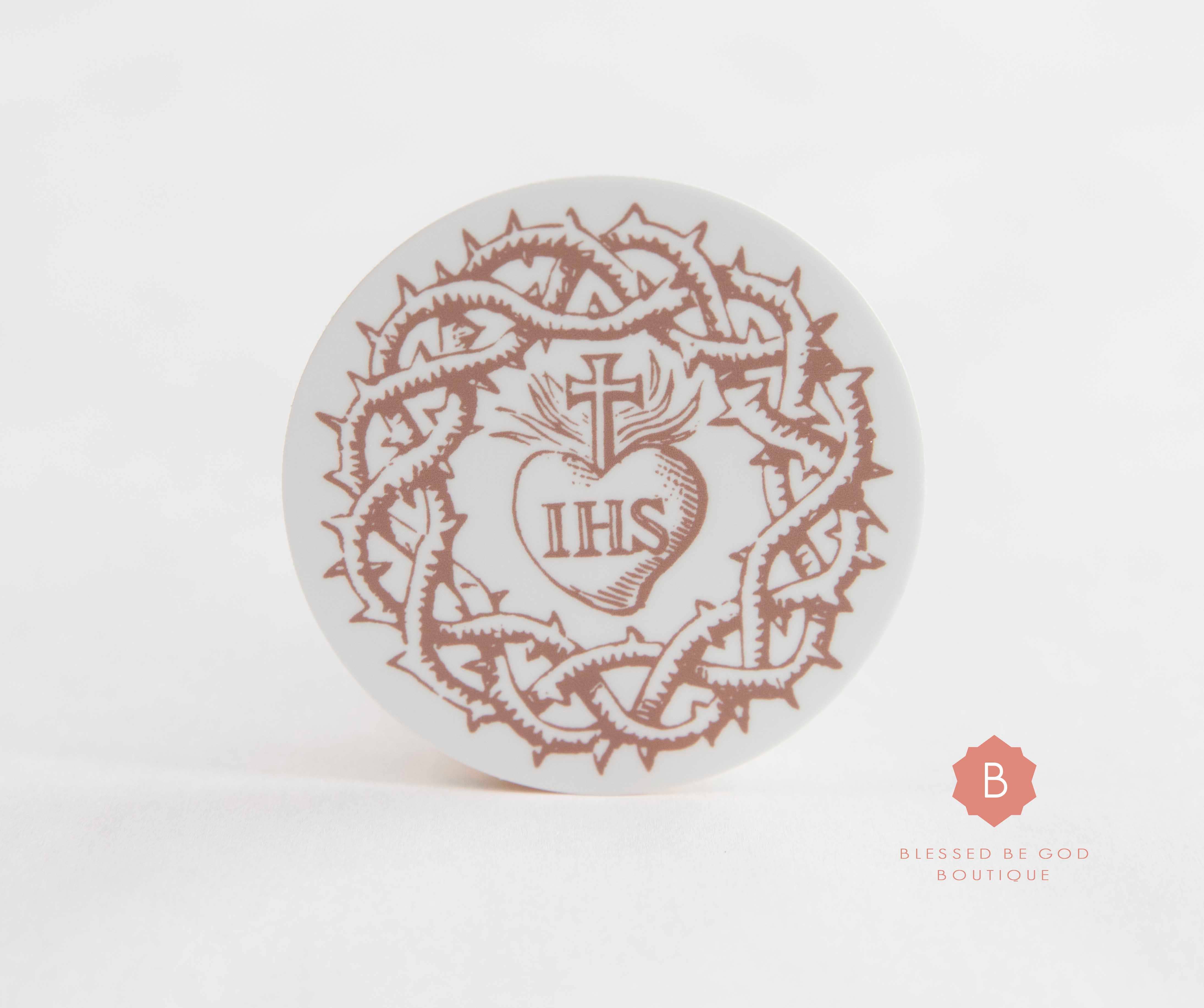 Blessed Be God Boutique - Wholesale Sticker - Jesus IHS Crown of Thorns Sticker, Catholic Vinyl Sticker1