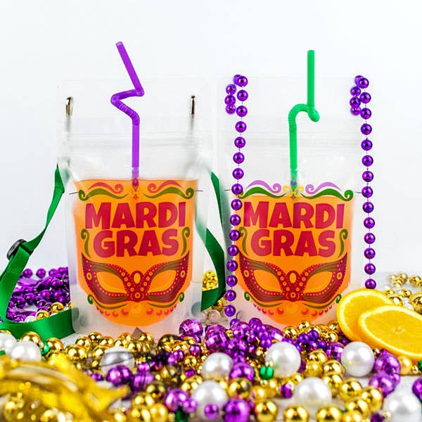 Mardi Gras - Bolsas para bebidas portátiles (12 oz | paquete de 2) para venta al por mayor de NeckSip