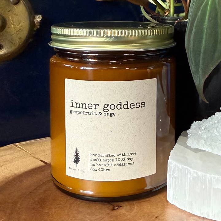 8oz Hand Poured Soy Small Batch Candle-Inner Goddess for wholesale by forest & fog