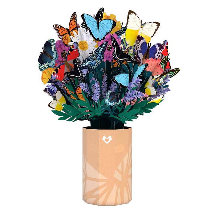 Lovepop Cards - Wholesale Everyday Greeting Card - Butterfly 12”H x 8.5”W Bouquet, Flower Vase, Pop-Up Cards