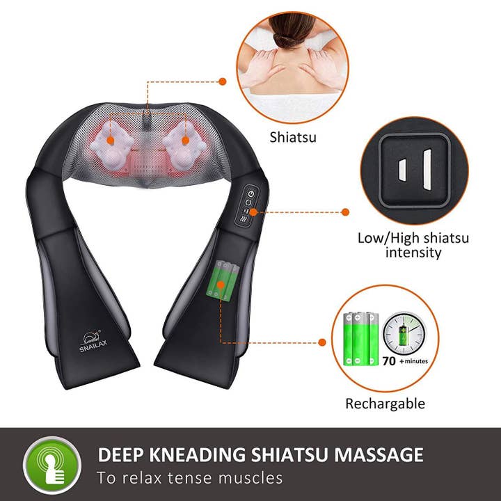 SNAILAX - Vente Appareils de massage - Snailax Massager sans fil pour le cou et le dos, Massager pour le dos avec rouleau 3D - 632NC1