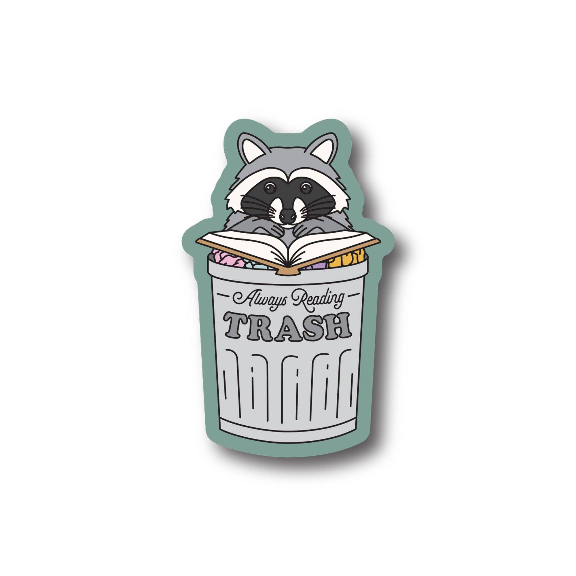 Wild North Co - Wholesale Sticker - Always Reading Trash Raccoon Sticker1