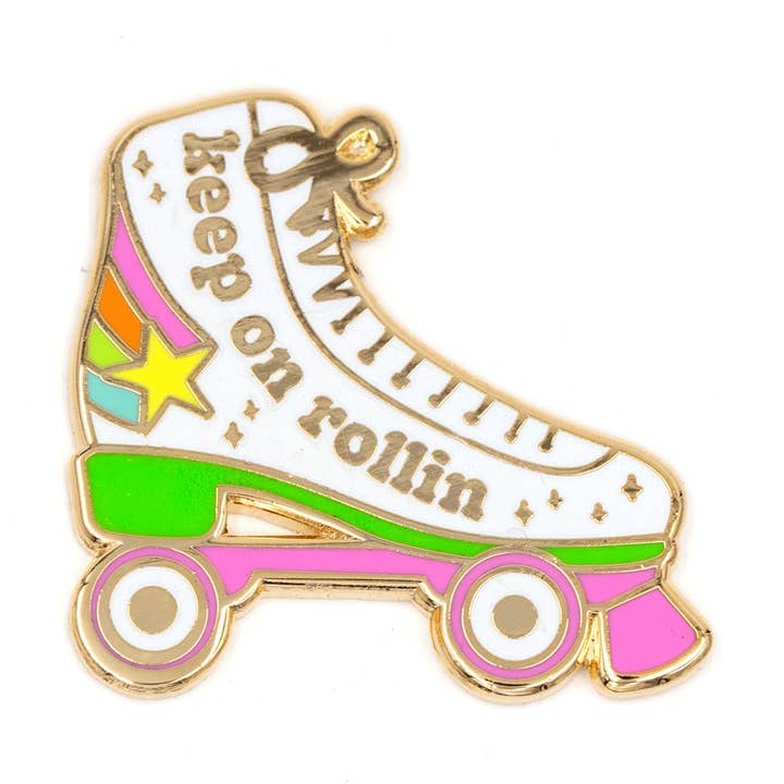 Keep On Rollin' Roller Skate Enamel Pin for wholesale by These Are Things