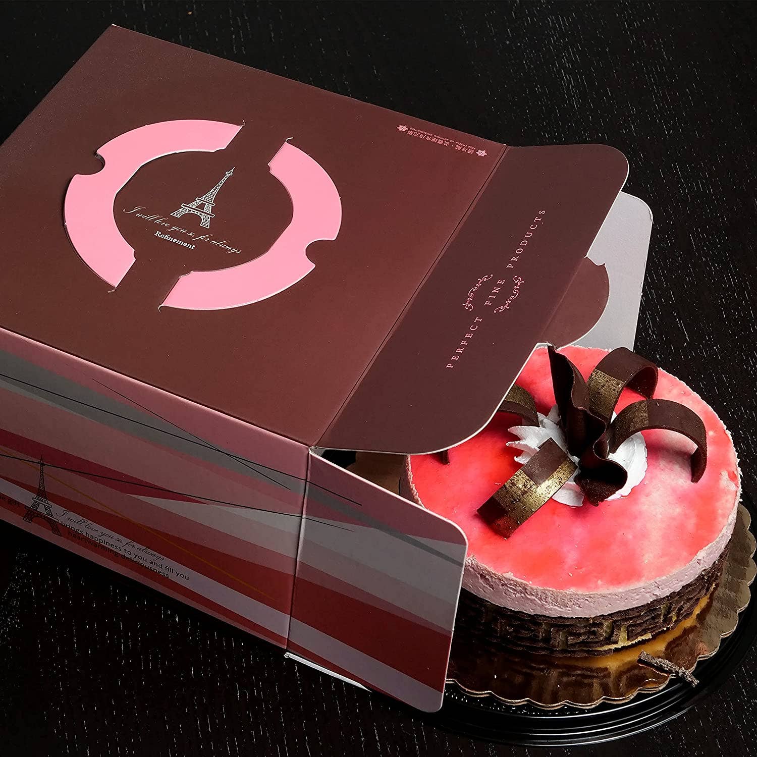 EcoQuality - Wholesale Cake Stand - Design Bakery Cake Boxes 10 x 10 x 5 Inch - Printed Kraft3