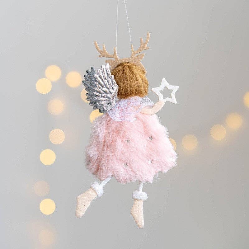 UZ Wholesale Store - Vente Objets de décoration - Décoration de Noël en peluche avec bois de renne et ange pour fille5