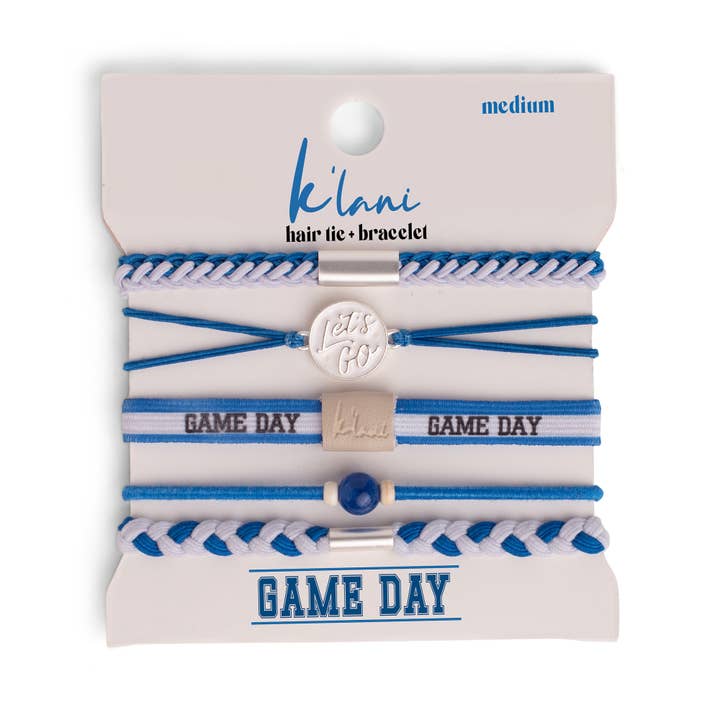 Game Day Blue White for wholesale by K'lani hair tie bracelets