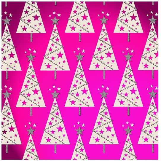 The Unique Paper Company US - Wholesale Wrapping Paper Roll - Pink Christmas Glitter Roll Wrap (box of 42 rolls)