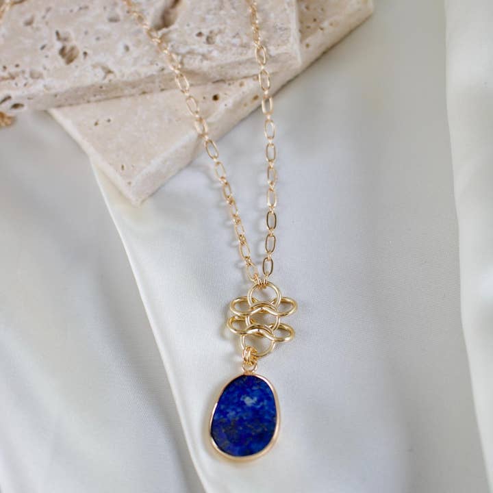 Oda // Lapis Lazuli Oval Pendant Necklace for wholesale by TISH jewelry