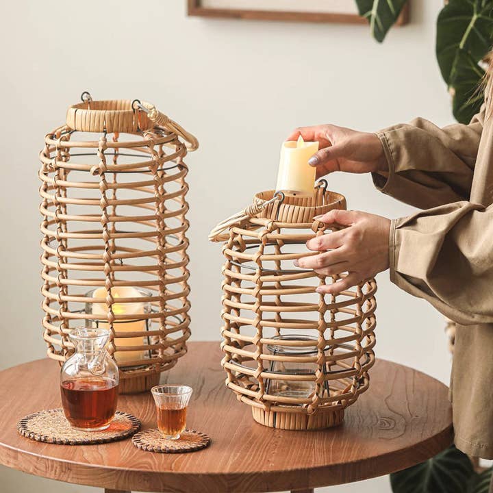 Rustic Reach - Wholesale Candle Holder - Decorative Bamboo Woven Lantern Holder2