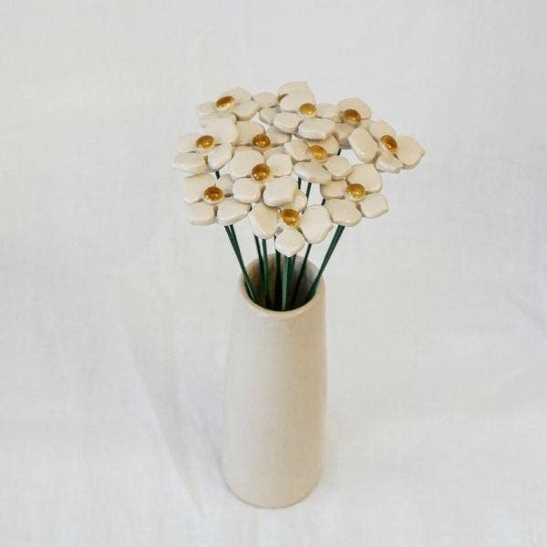 NaturoTheke - Vente Fleurs artificielles - Hortensia en céramique diamètre env. 3 cm | tige 20 cm0