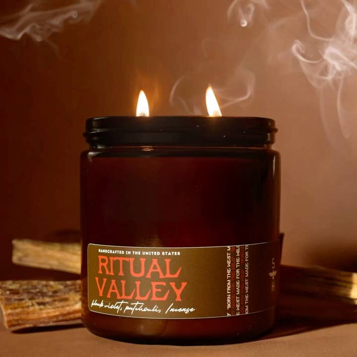 RITUAL VALLEY - Palo Santo, Violet, Incense Candle for wholesale by Seventh House Candle