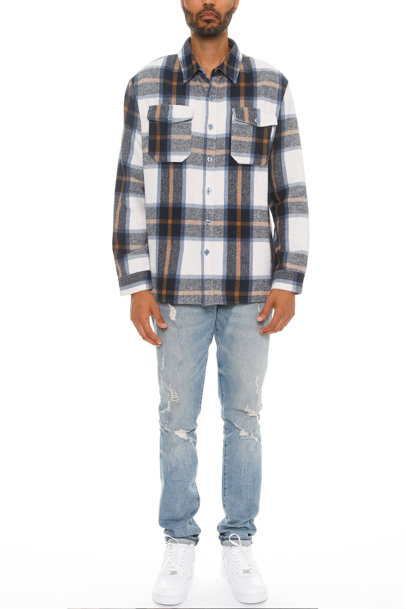 WEIV - Wholesale Shirt Jacket/Shacket - Men's - Mens Checkered Soft Flannel Shacket3