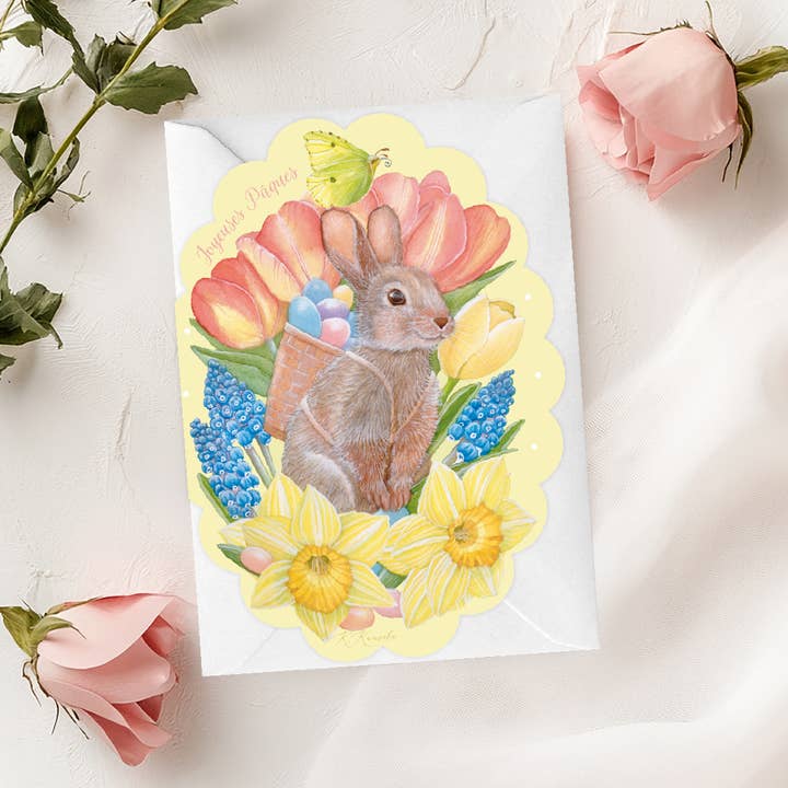 Rosenheart - Wholesale Easter Card - Easter Bunny with a backpack Easter Card
