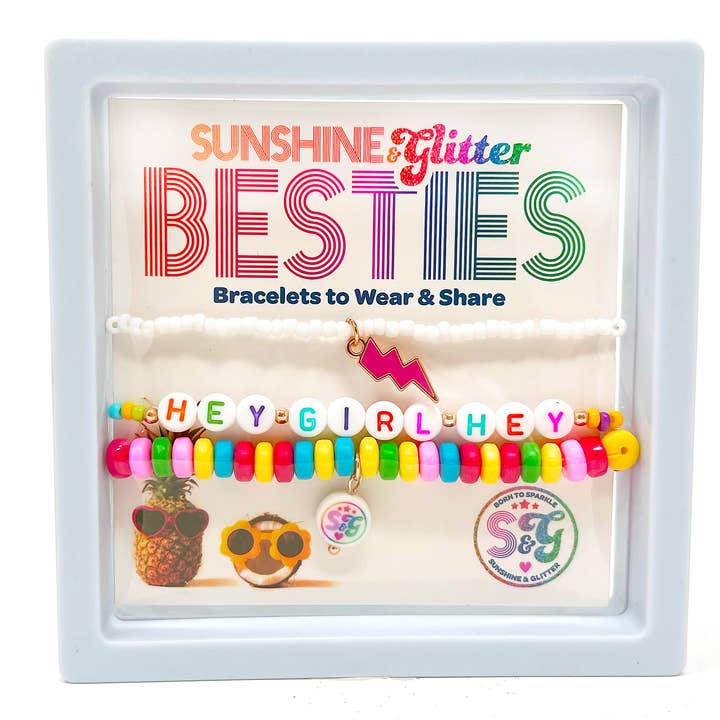 BESTIES Hey Girl Hey Bracelet Sets for wholesale by Sunshine & Glitter