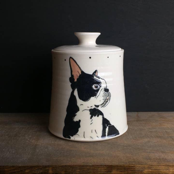 Lucy Nilan Studios – Engroshandel Godbidskrukke - Hund – Boston Terrier Hund Treat Krukke